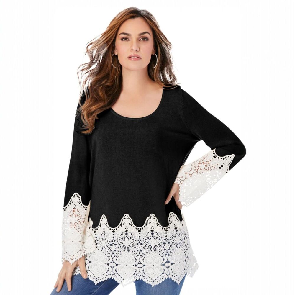 Roamans Crochet Lace Sweater Size 18/20